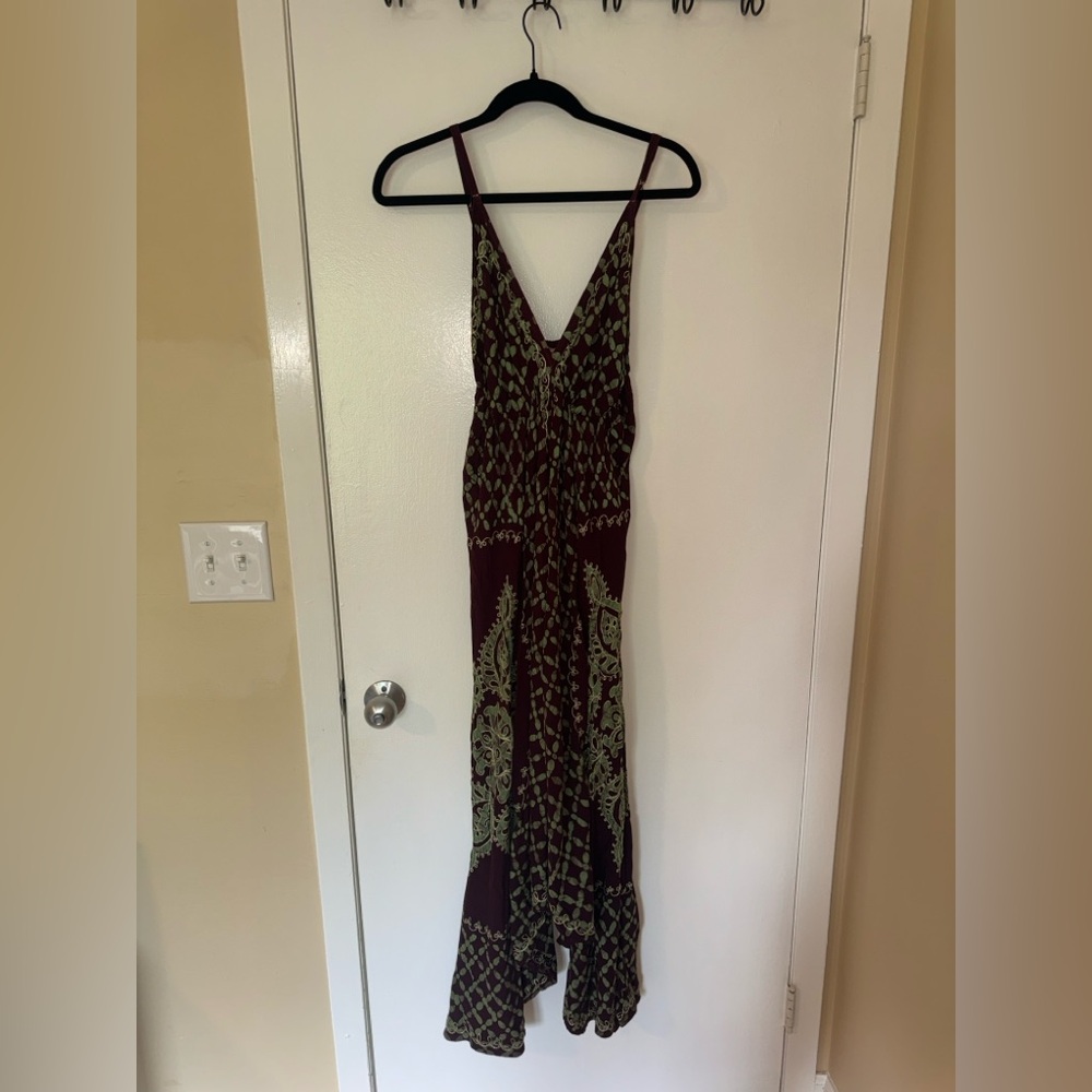 Advance Apparels Burgundy and Green Maxi Dress